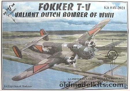 AV USK 1/72 Fokker T-V Dutch WWII Bomber plastic model kit